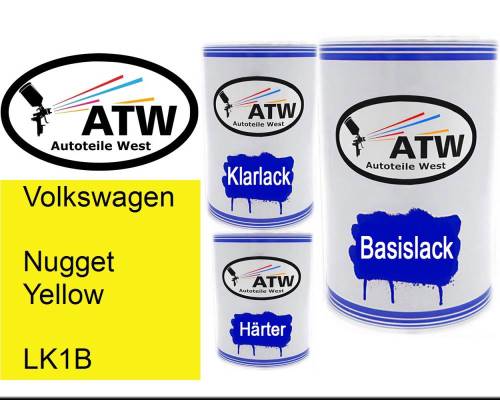 Volkswagen, Nugget Yellow, LK1B: 500ml Lackdose + 500ml Klarlack + 250ml Härter - Set, von ATW Autoteile West.